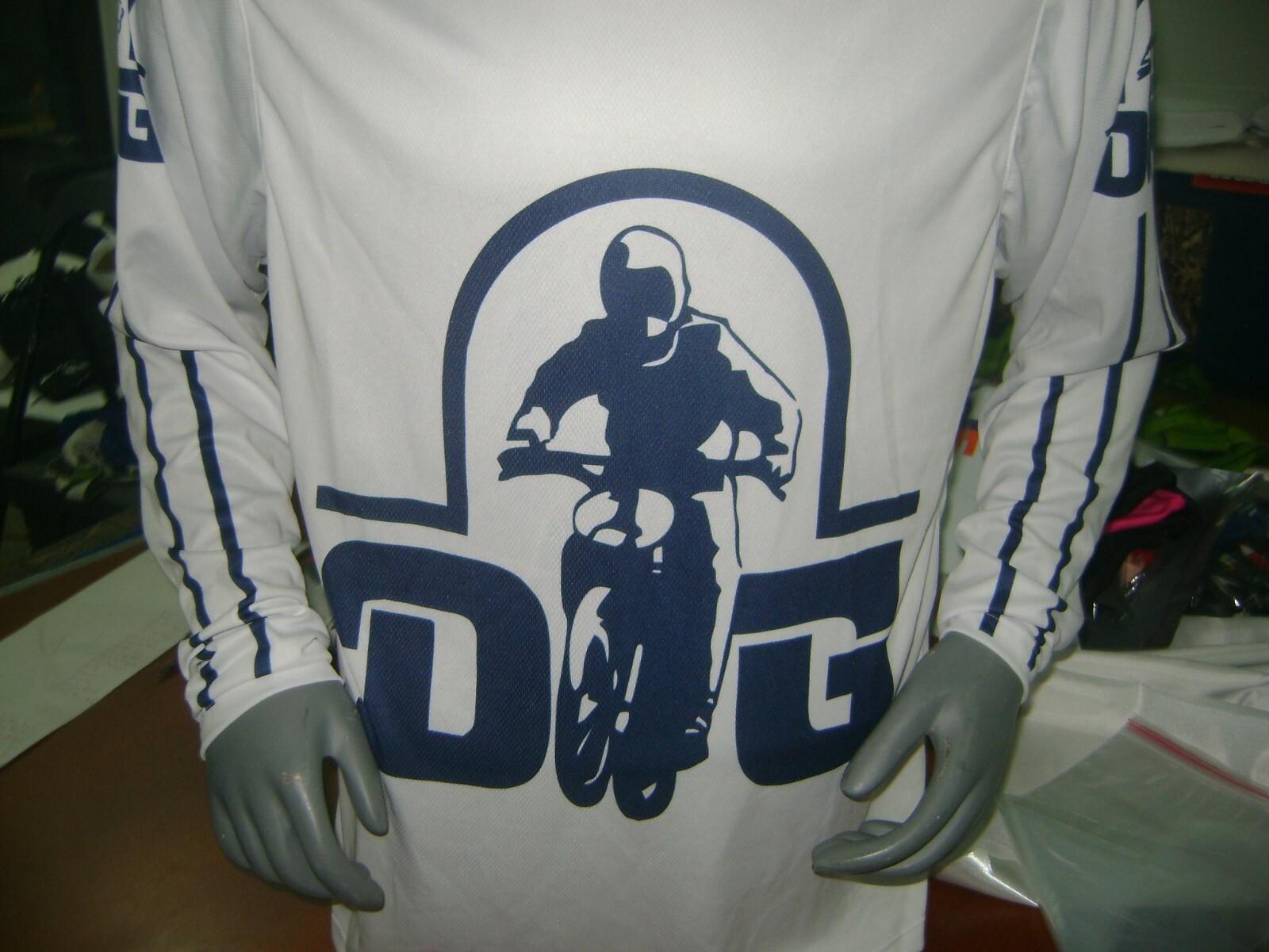 DG OLD SCHOOL BIKE JERSEY CLASSIC BMX JERSEY RACE BIKE SHIRT BMX VINTAGE L WHITE