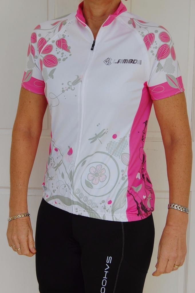 Cycling Bike Jersey Pink White Black Sport Jacket Zip off Sleeves Women SM L XL