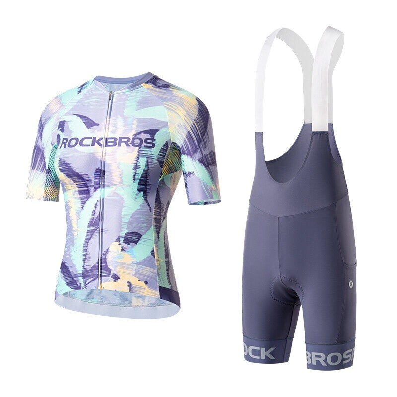 ROCKBROS Cycling Jersey Set Women’s Short Sleeve Sun Protection Bike Bib Shorts