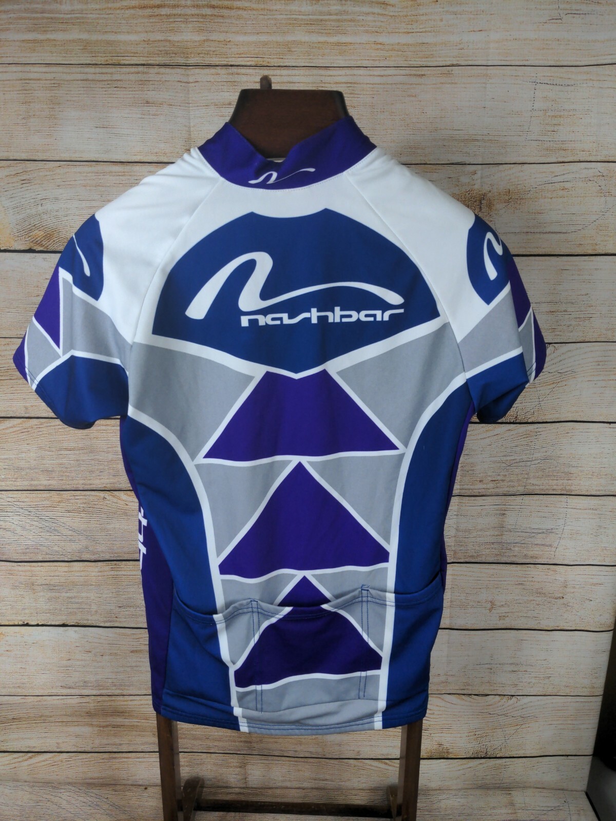 Vintage 3/4 Zip Back Pockets Nashbar White Blue Purple Jersey Men’s Size MED