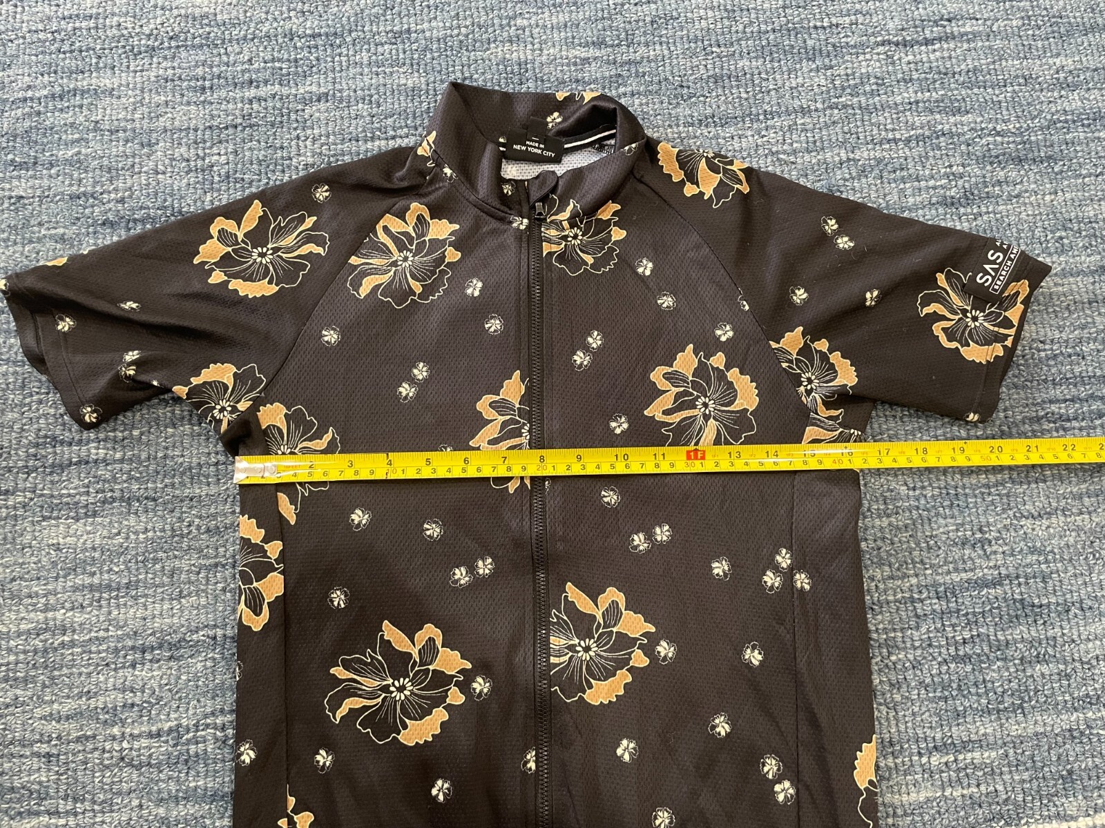 Search and State Junmai S1-A Cycling Jersey Men’s Small Black Gold Floral