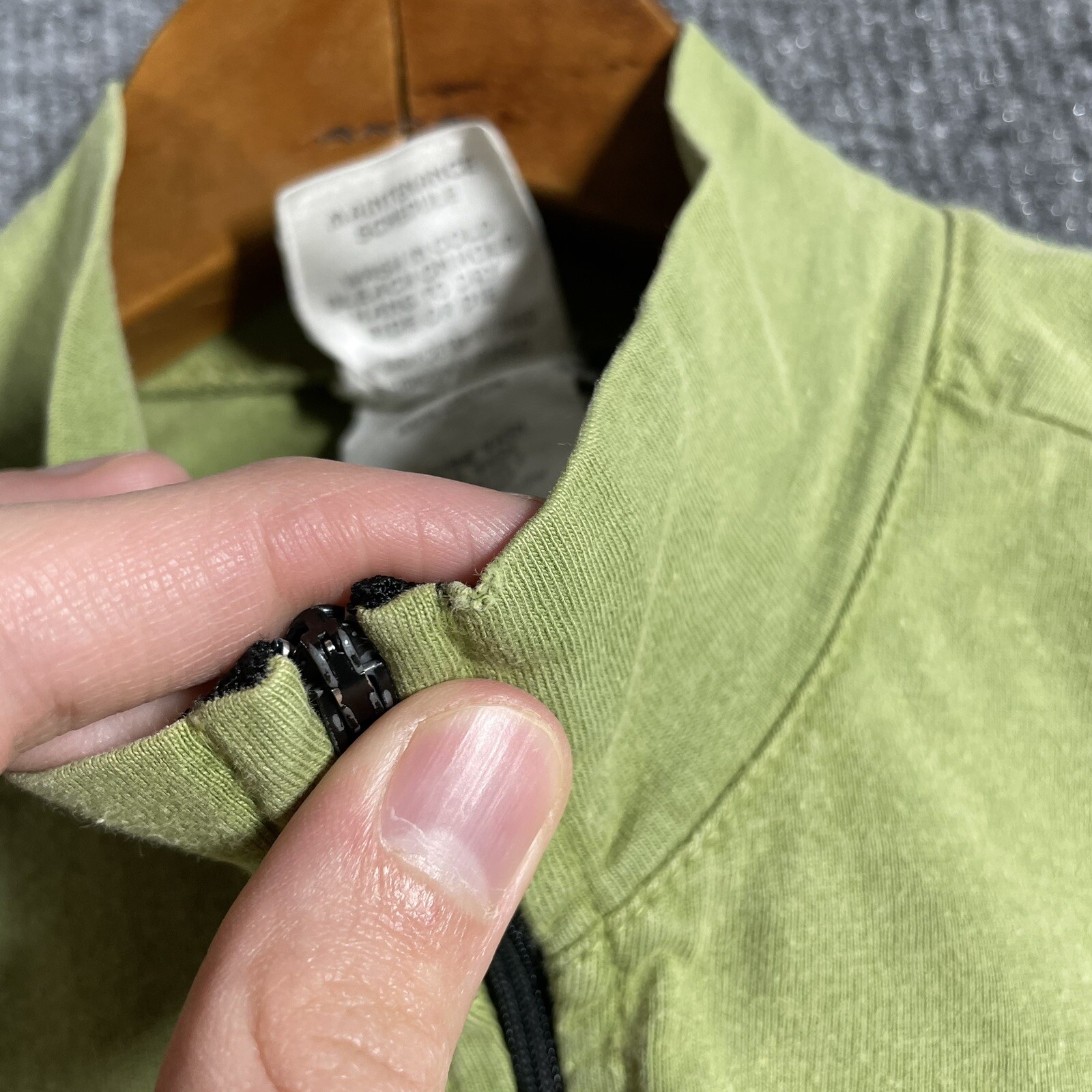 VINTAGE 90s LARGE HARDWARE Cycling Jersey Shirt Size Medium Cotton USA Green Zip