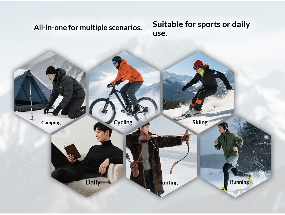 Fleece Lined Thermal Underwear Base Layer Top for Men Women Windproof Riding