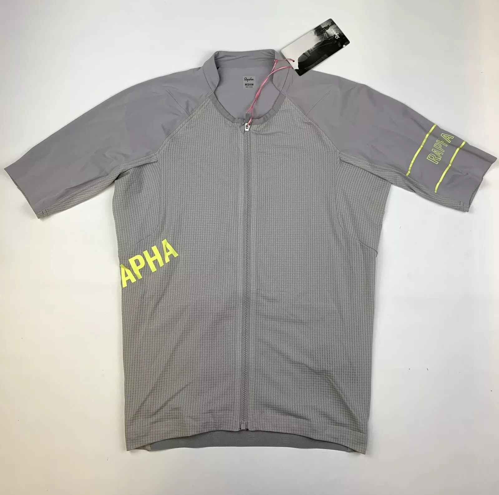 BNWT SILVER CHARTREUSE RAPHA PRO TEAM LIGHTWEIGHT SHORT SLEEVE CYCLING JERSEY MD