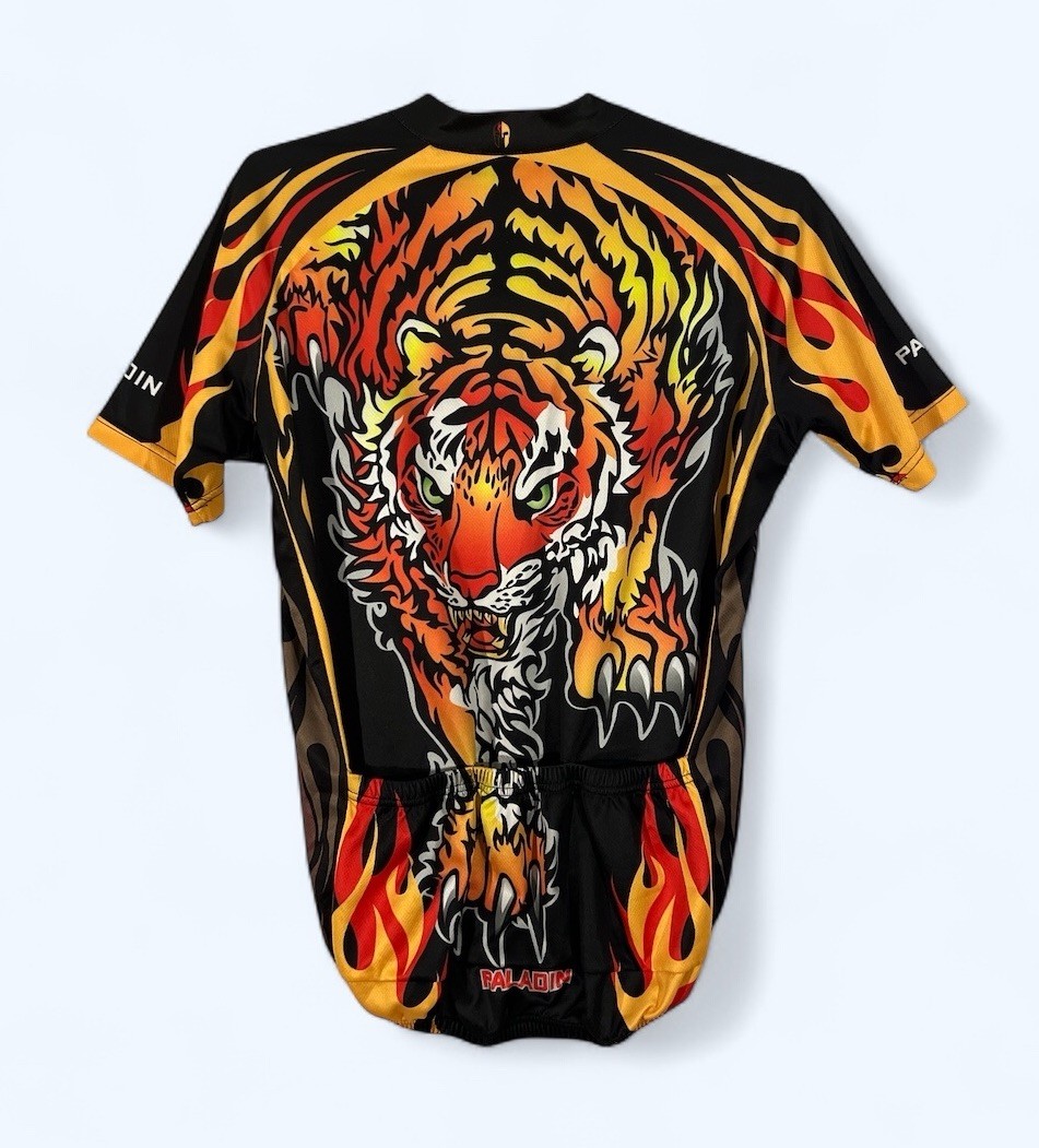 Paladin NWOT Tiger Cycling Jersey Men Short Sl Full Zip XL Double Sided Flames