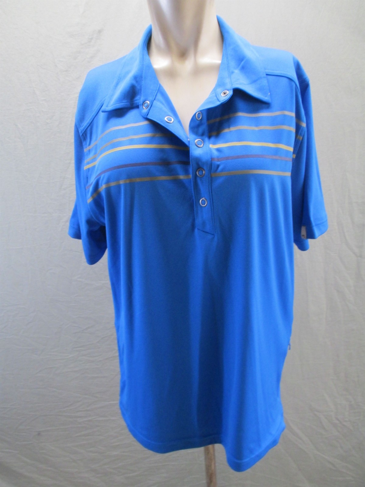 Novara Size L Mens Blue Cycling Short Sleeve Collared Activewear Sport Polo 193