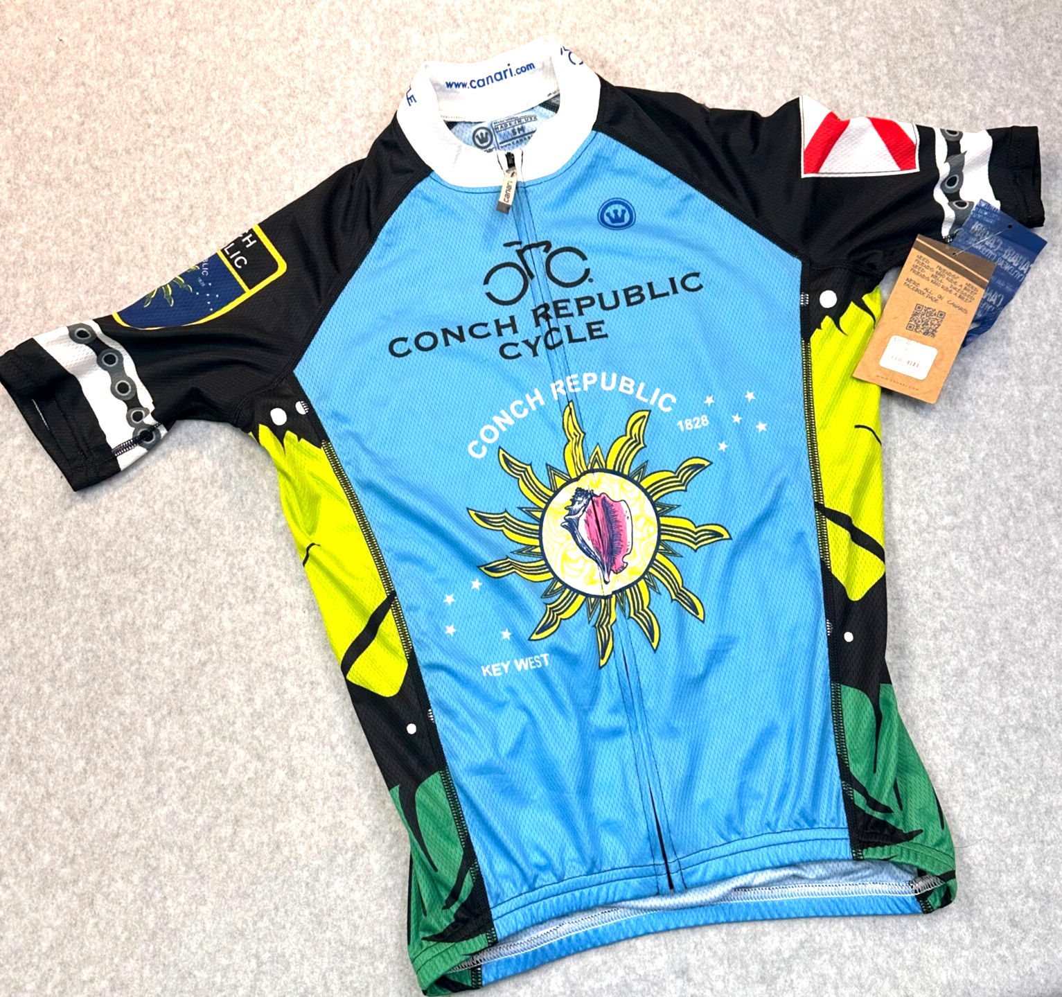 Canari Euro Cycling Jersey Size Small Full Zip Conch Republic Elastic Waist NWT