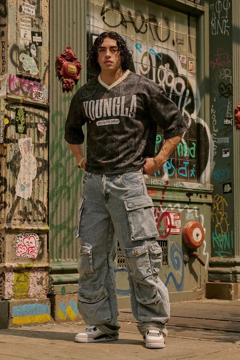 YOUNGLA (SOLD OUT) – 4187 – VARSITY CAMO CROPPED JERSEY – DARK TREE -SIZE SMALL