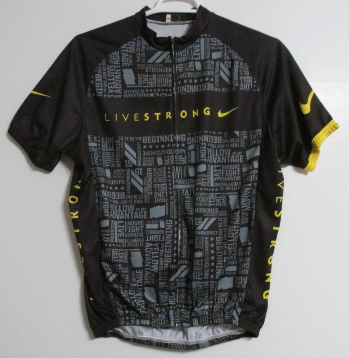 Men’s Full Zip Livestrong Cycling Jersey 3-Rear Pockets Black/Yellow Size XXXL