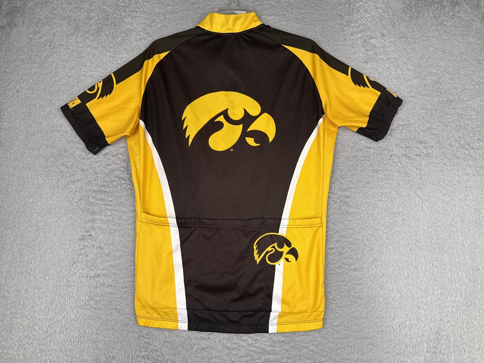 Hincapie Cycling Jersey Mens Medium Multicolor Iowa Hawkeyes 1/2 Zip Pockets Top