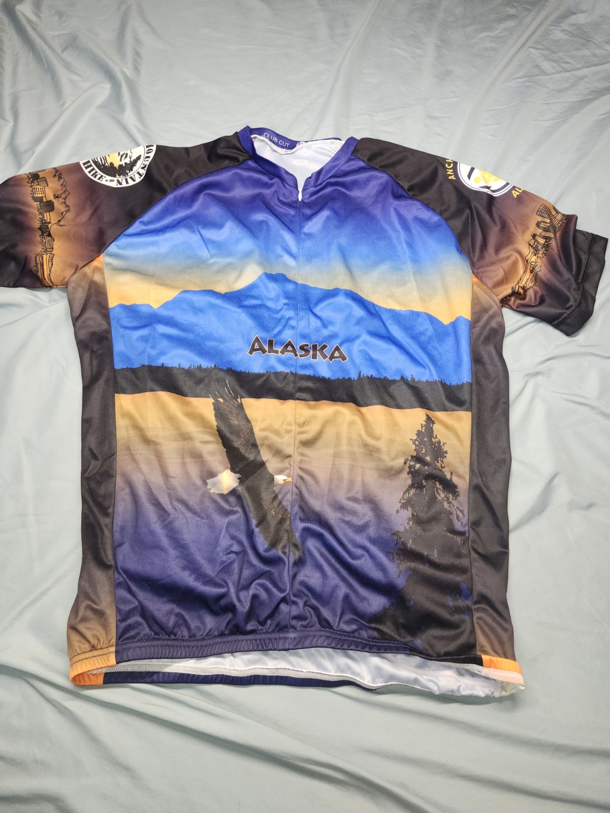 NimbleWear 1/2 Zip Club Cut Cycling Biking Jersey Alaska Eagle Mens Size XXXXL