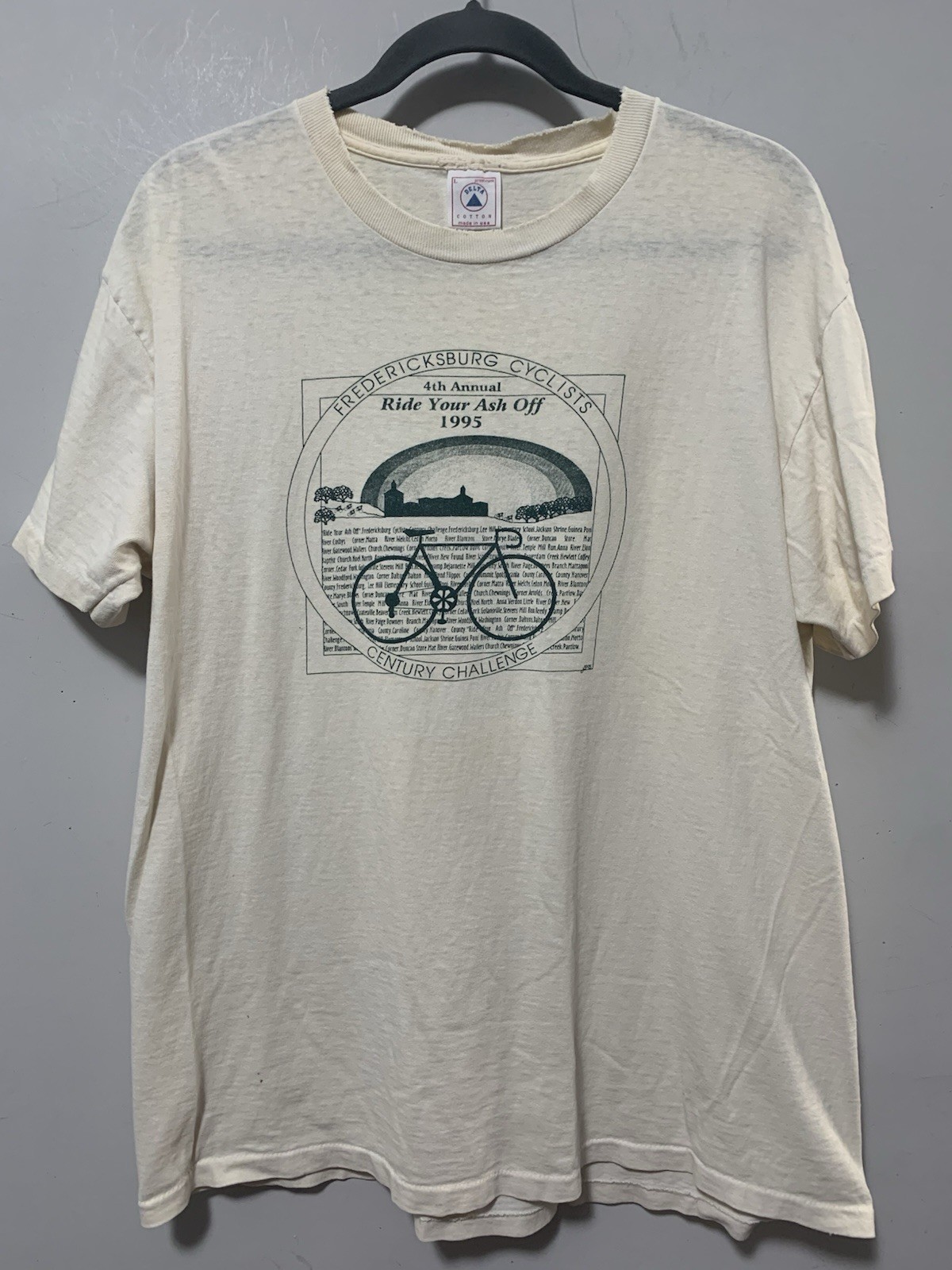 Vintage 1995 Men Large Fredericksburg Cyclists Ride Your Ash Off Bicycle T Shirt