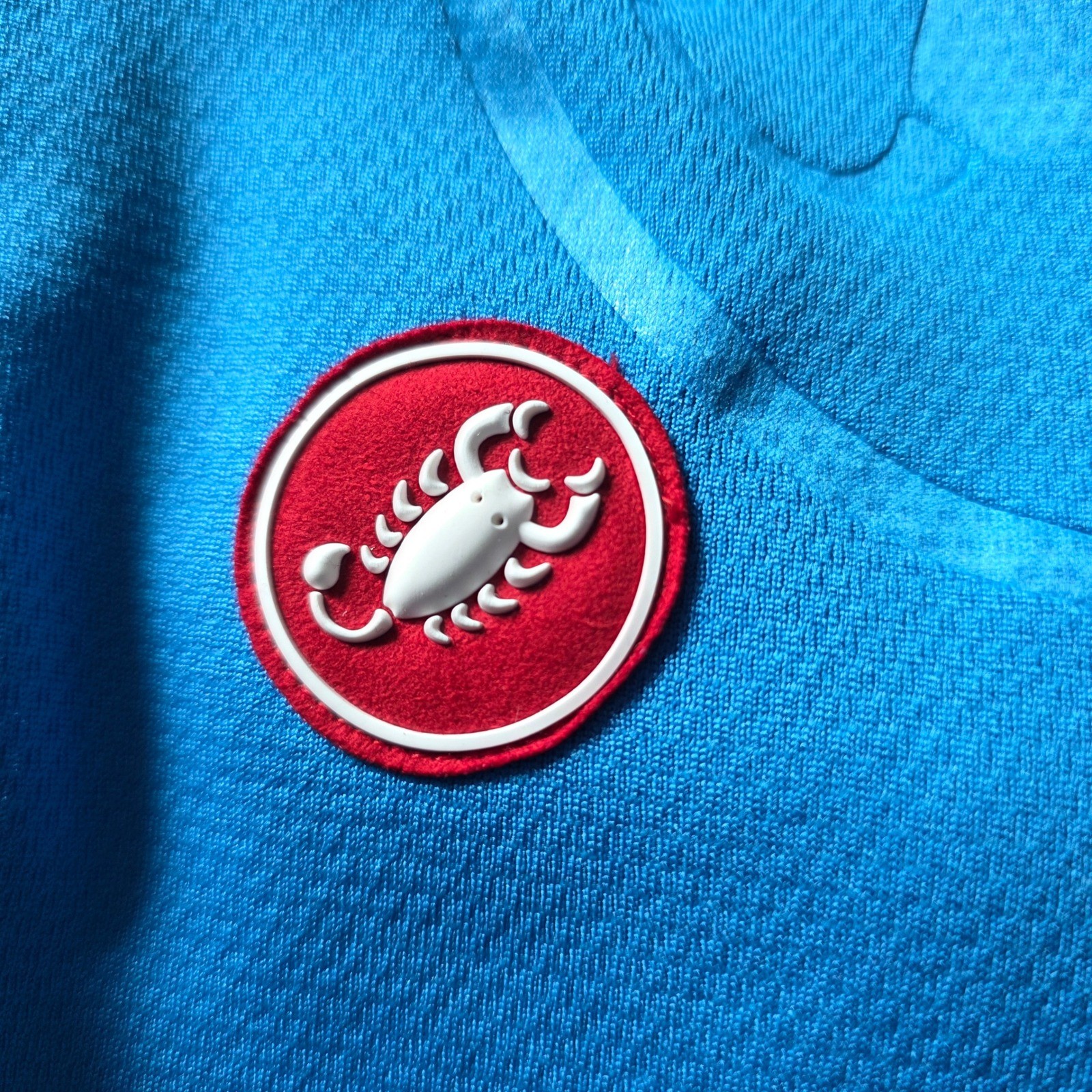 Castelli Blue Short Sleeve Cycling Jersey Full Zip Road Bike Scorpion Logo Mens