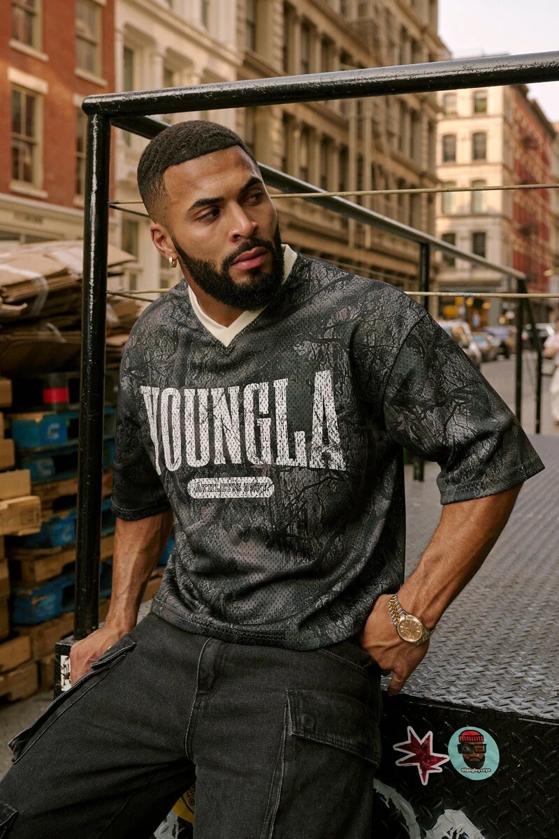 YOUNGLA (SOLD OUT) – 4187 – VARSITY CAMO CROPPED JERSEY – DARK TREE -SIZE SMALL