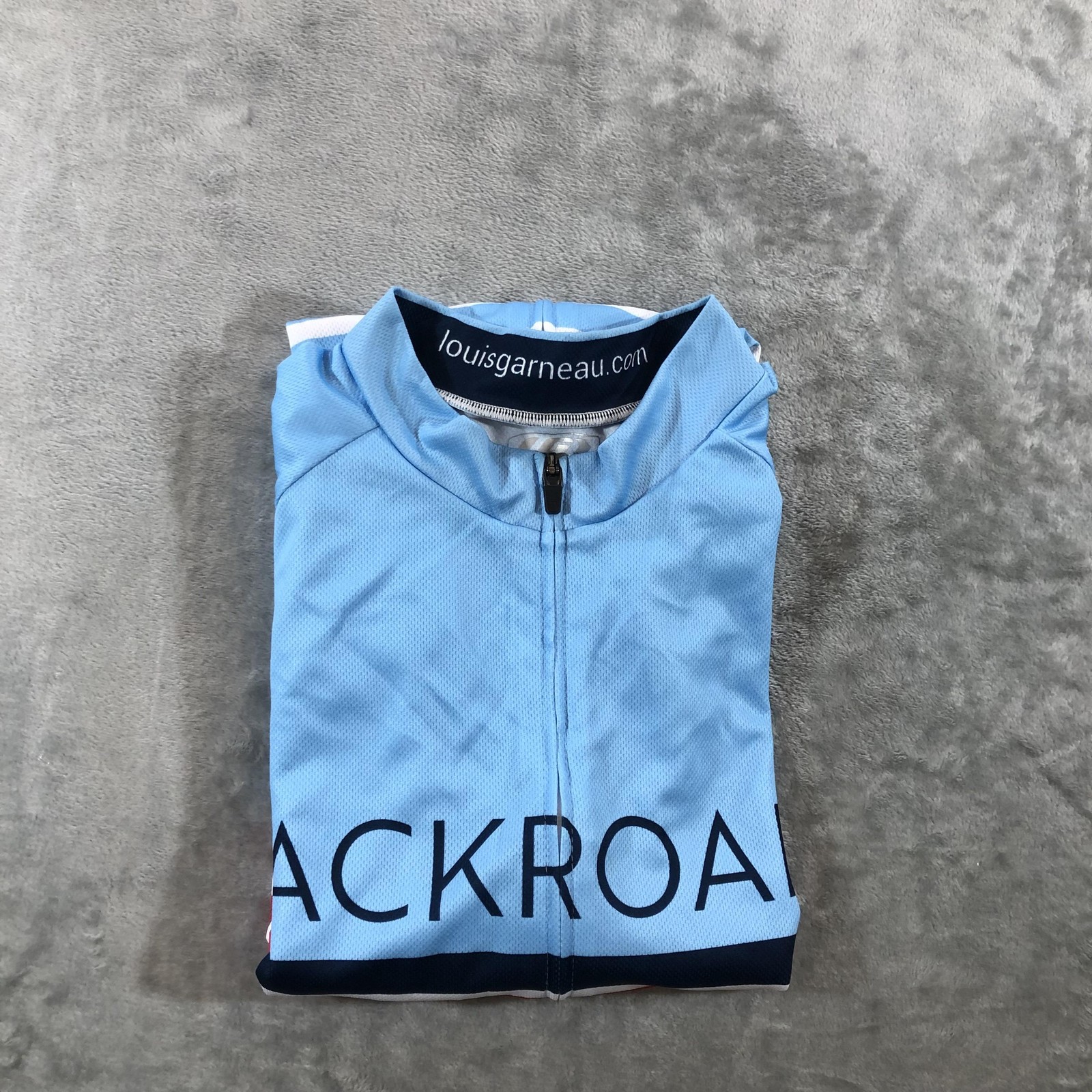 Louis Garneau Backroads Cycling Jersey Mens XL Blue Full Zip Short Sleeve Bike