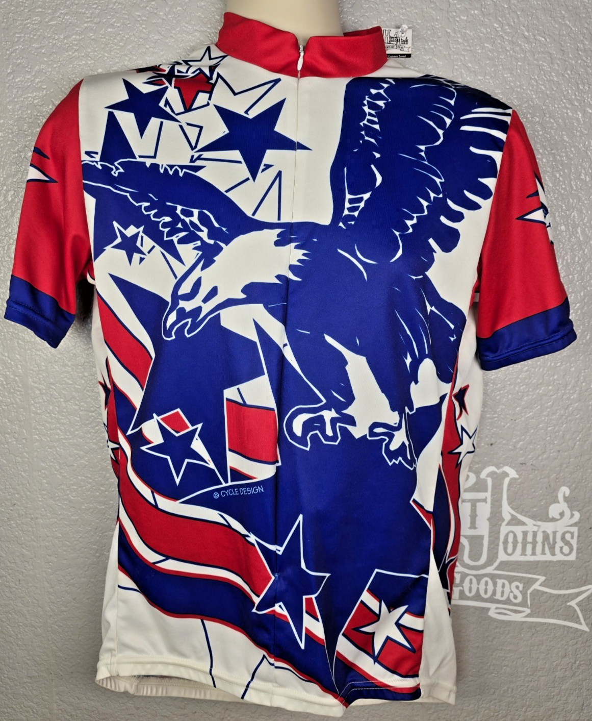 Vintage 90s 00s Performance USA Eagle Patriot Cycling Jersey Mens L Short Sleeve