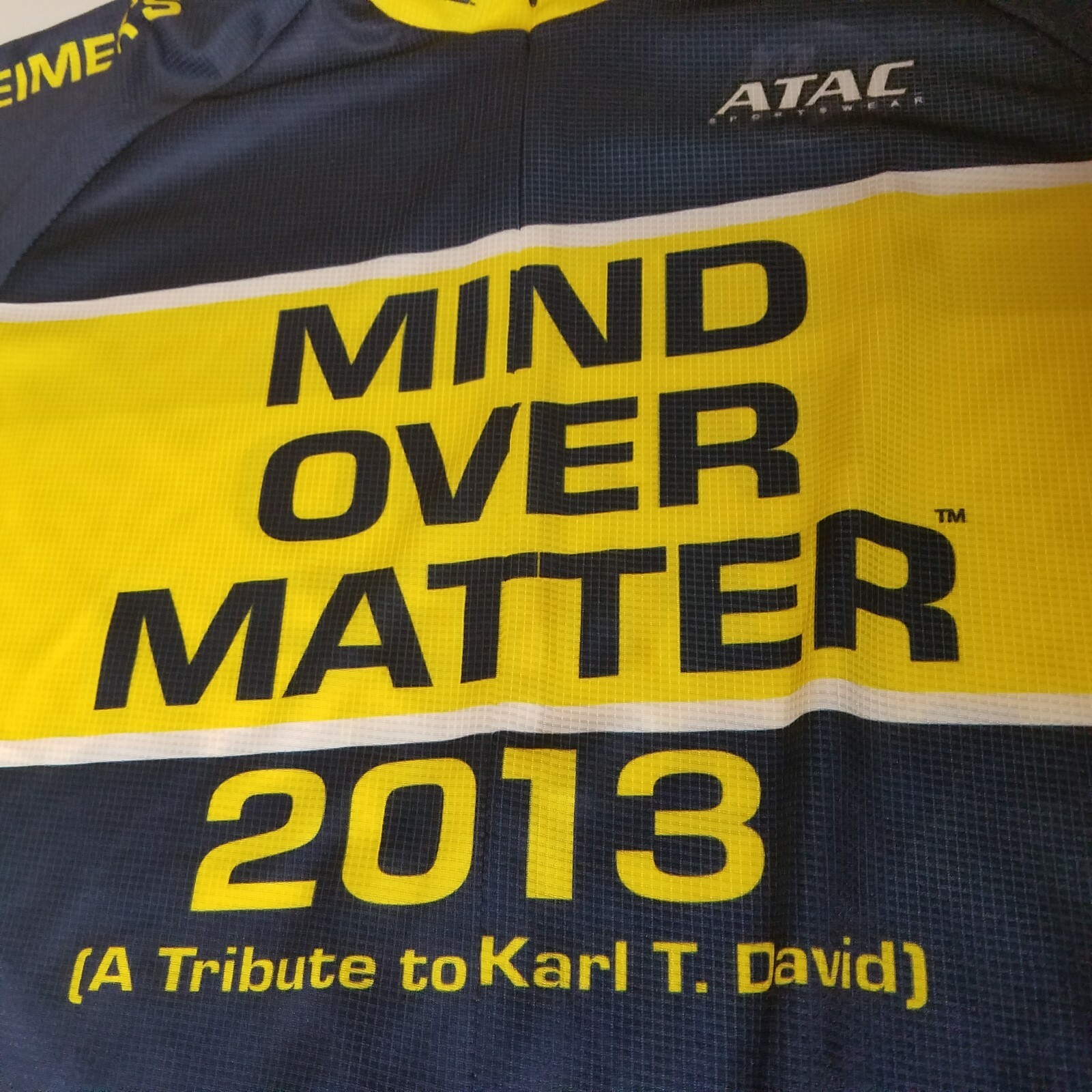 Mind Over Matter Bicycle Cycling Jersey Alzheimers Bike Atac Adult L Large 2013