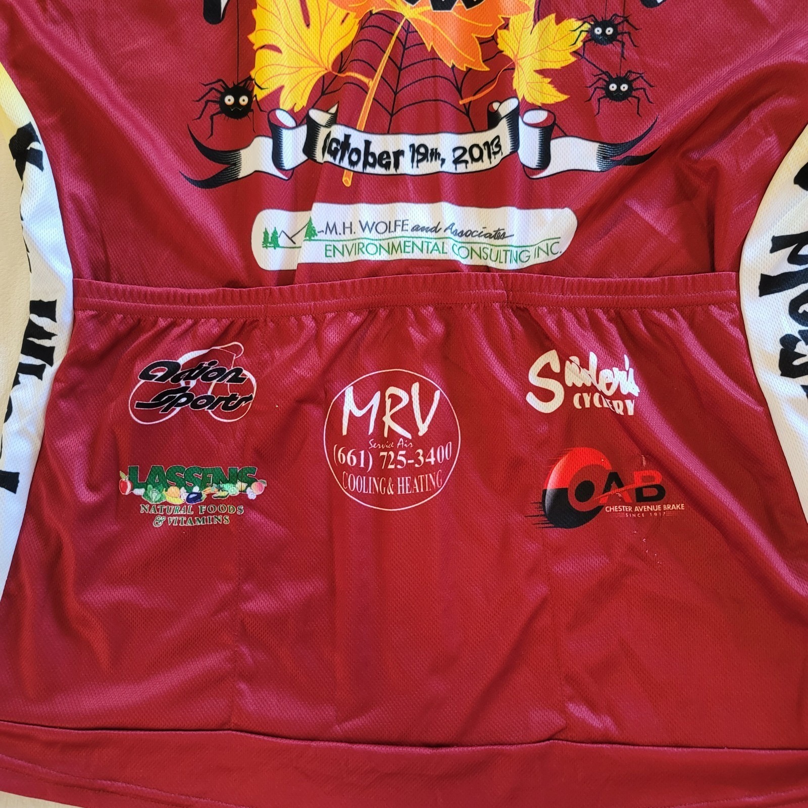 Voler Cycling Jersey Womens 2XL Maroon Yellow Spooktacular 2013 Spider Web Zip