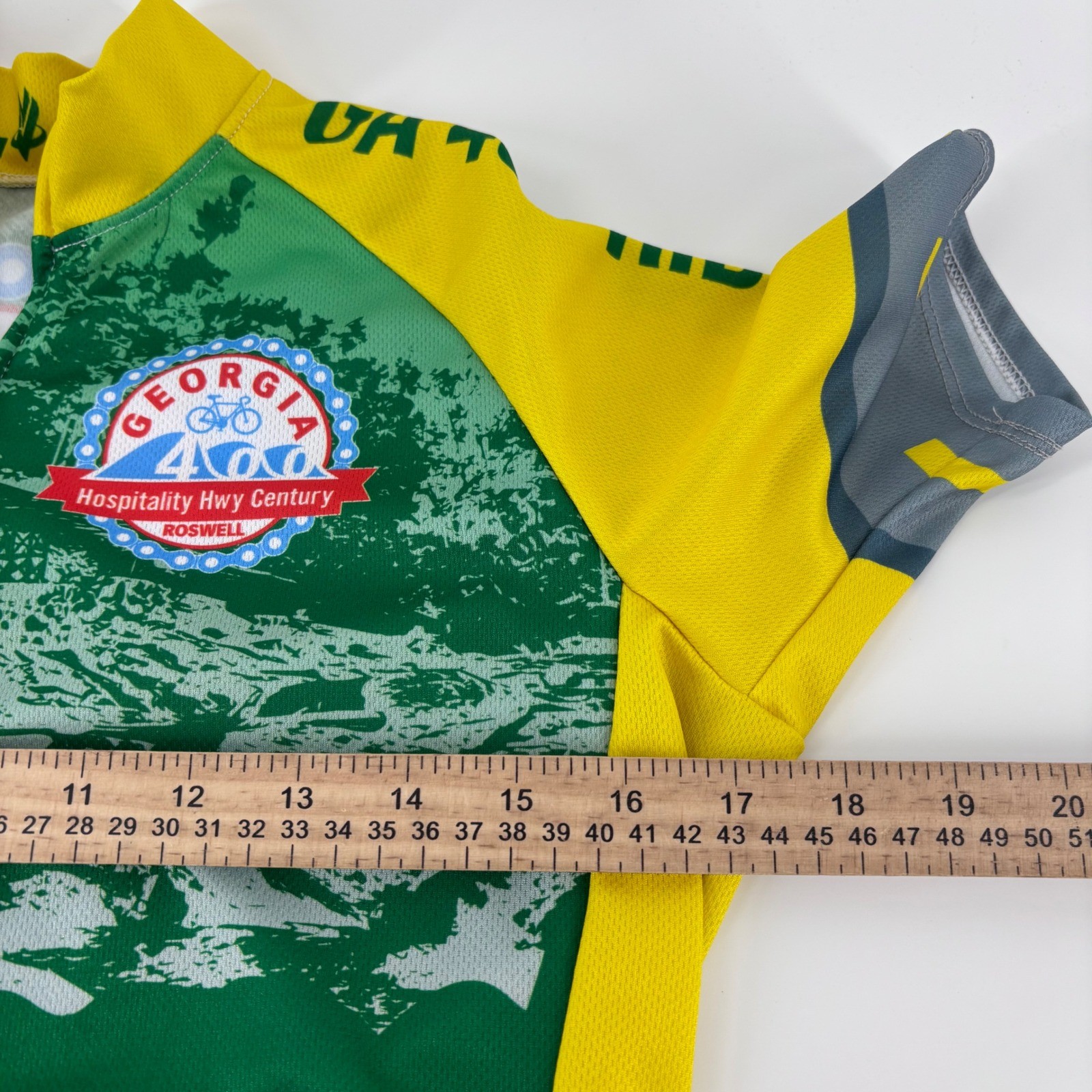Vomax Cycling Jersey Womens M Green Yellow Georgia 400 Ride Graphic Full Zip USA