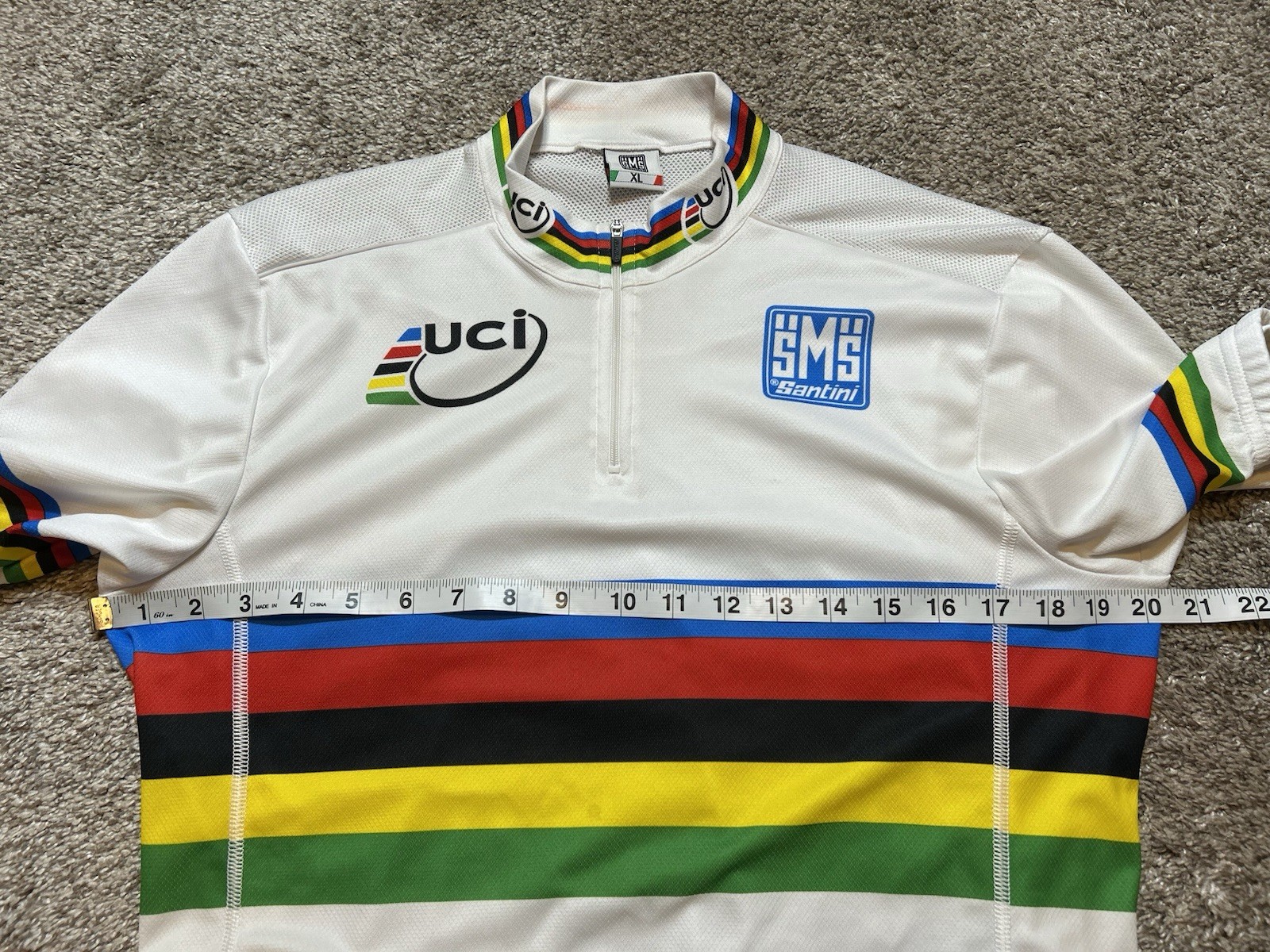 SMS Santini Cycling Jersey Men XL 1/4-Zip UCI World Champion Jersey *Snags*