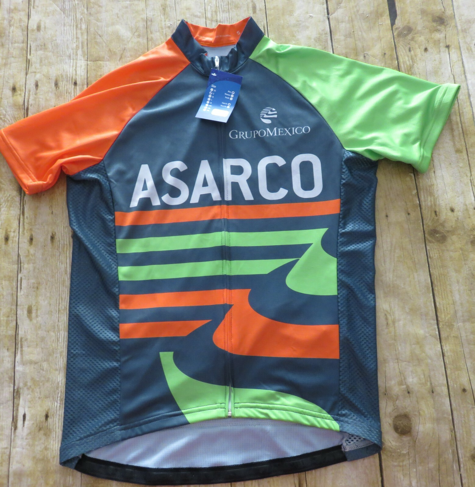 ASARCO Grupo Mexico Bicycle Jersey Miners Multi Color Full Front Zip Club Fit S