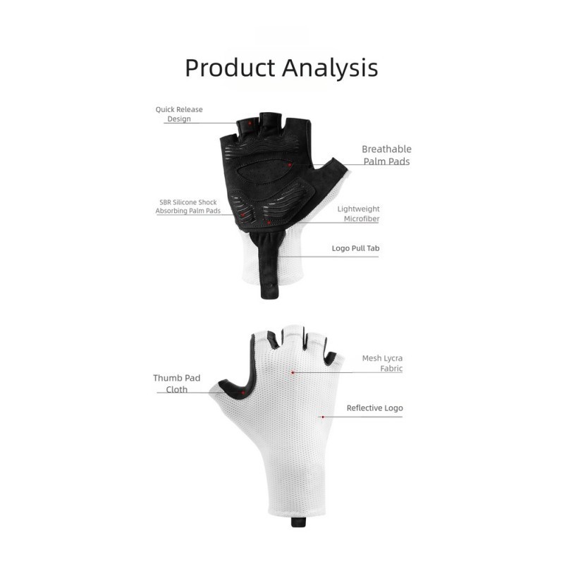 Shock Absorption Half Finger Cycling Gloves for Men Women Breathable Anti Slip