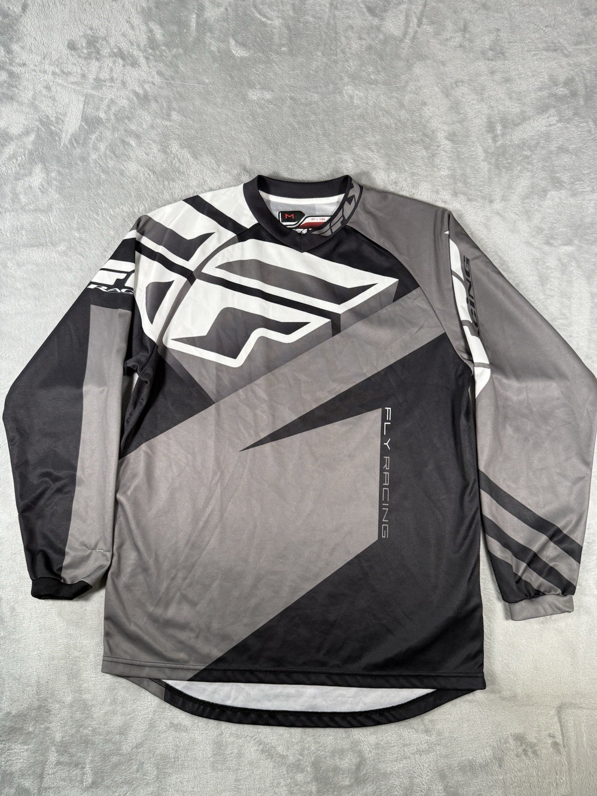 Fly Racing Jersey Mens Medium F16 Grey Black White Shirt Dirtbike Motocross BMX