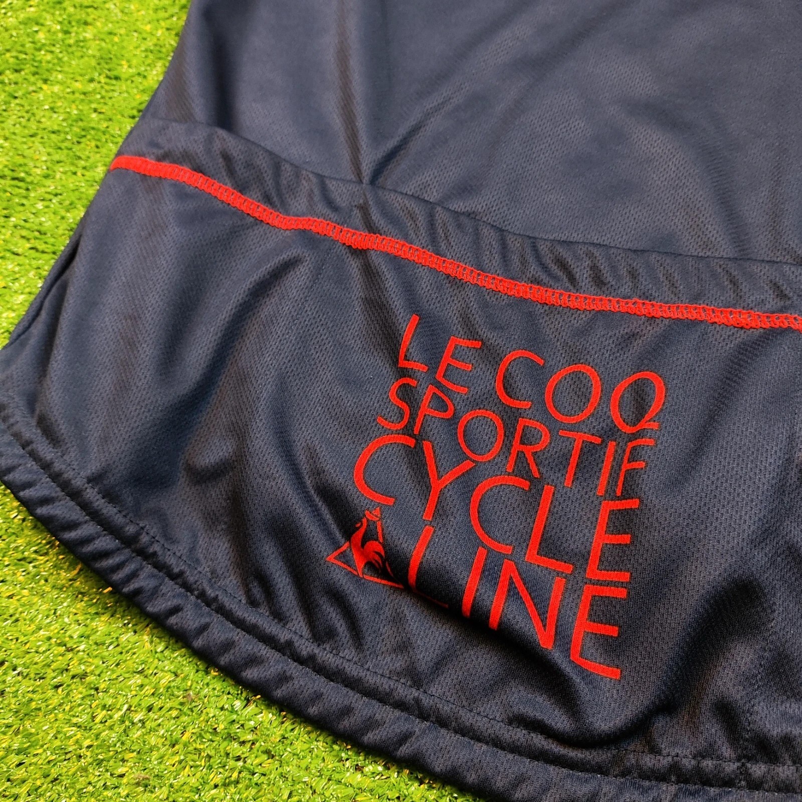 Le Coq Sportif Cycle Line Shirt Adult Medium Blue 1/4 Zip Stretch Back Pocket *