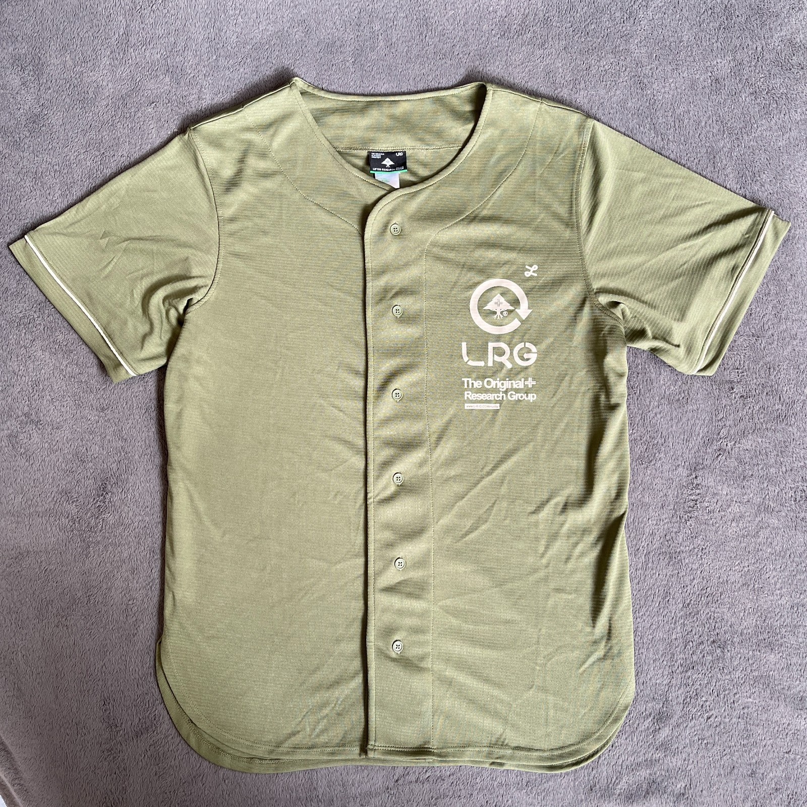 LRG The Original Olive Green Short Sleeve Streetwear Button Up Men’s Size Large