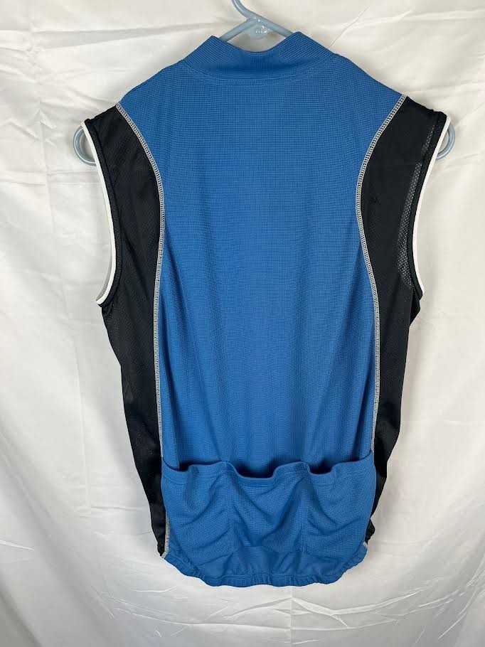 Bellwether Technical Apparel Cadence Unisex LRG Blue Full Zip Sleeveless Cycling