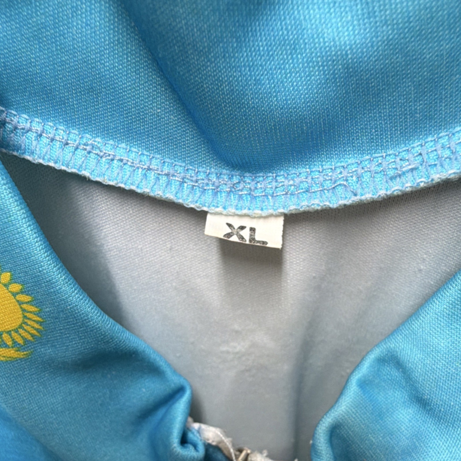 Astana Craft UCI Pro Tour Cycling Jersey XL Blue Yellow Short Sleeve Collared