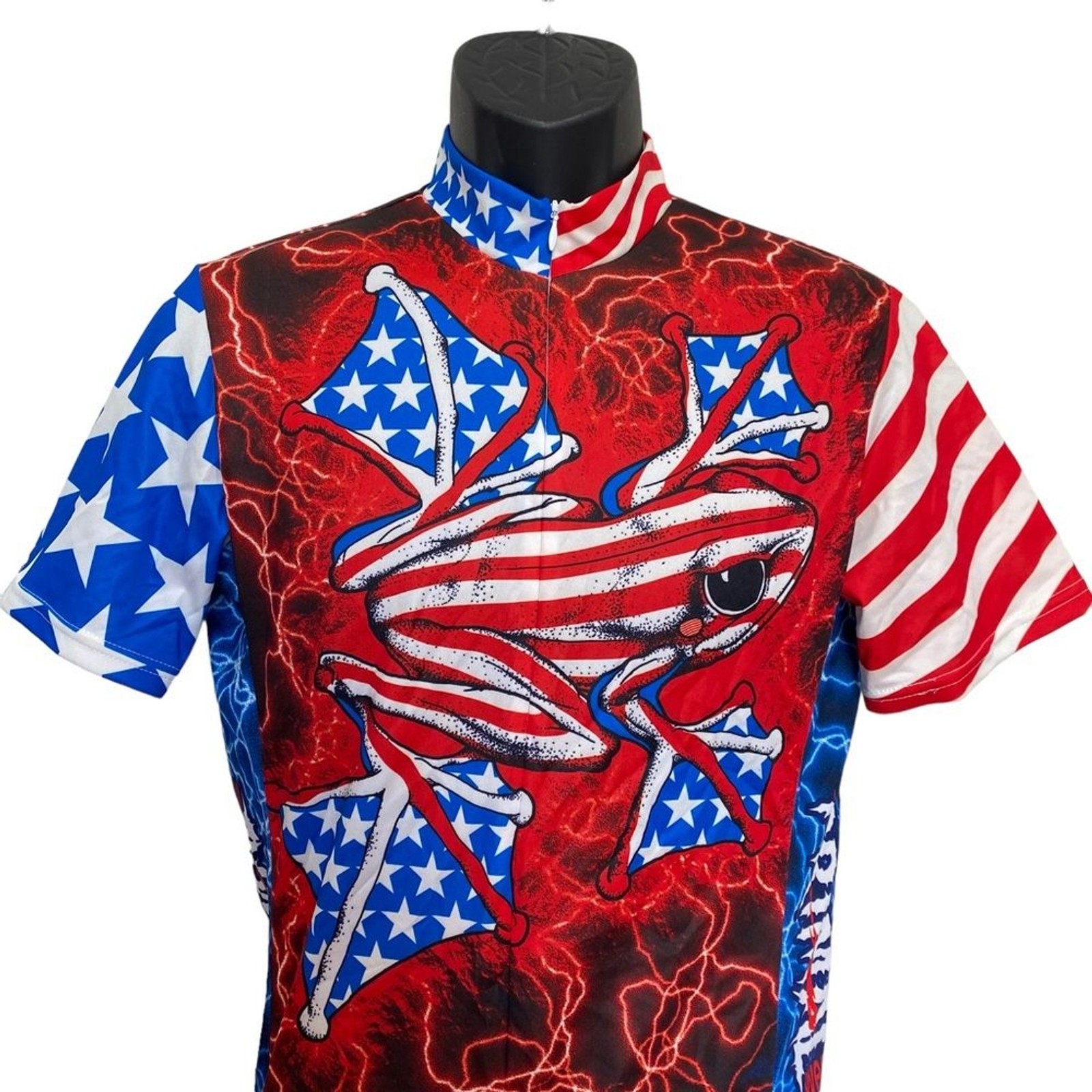 Primal Wear American Flyer Cycling Jersey Frog USA Stars & Stripes Sz M
