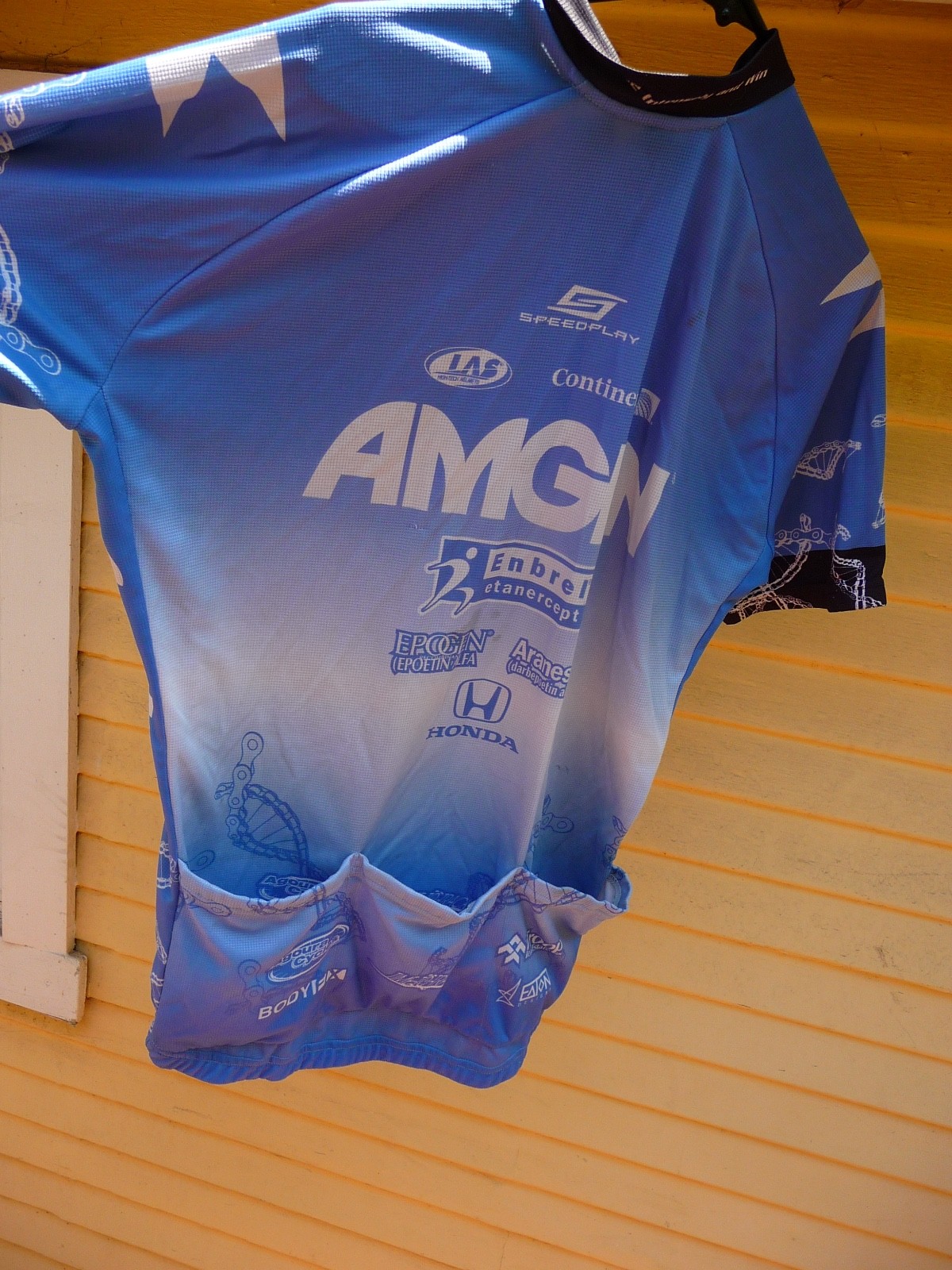 hincapie amgen blue cycling jersey XL, XXL, nice full zip