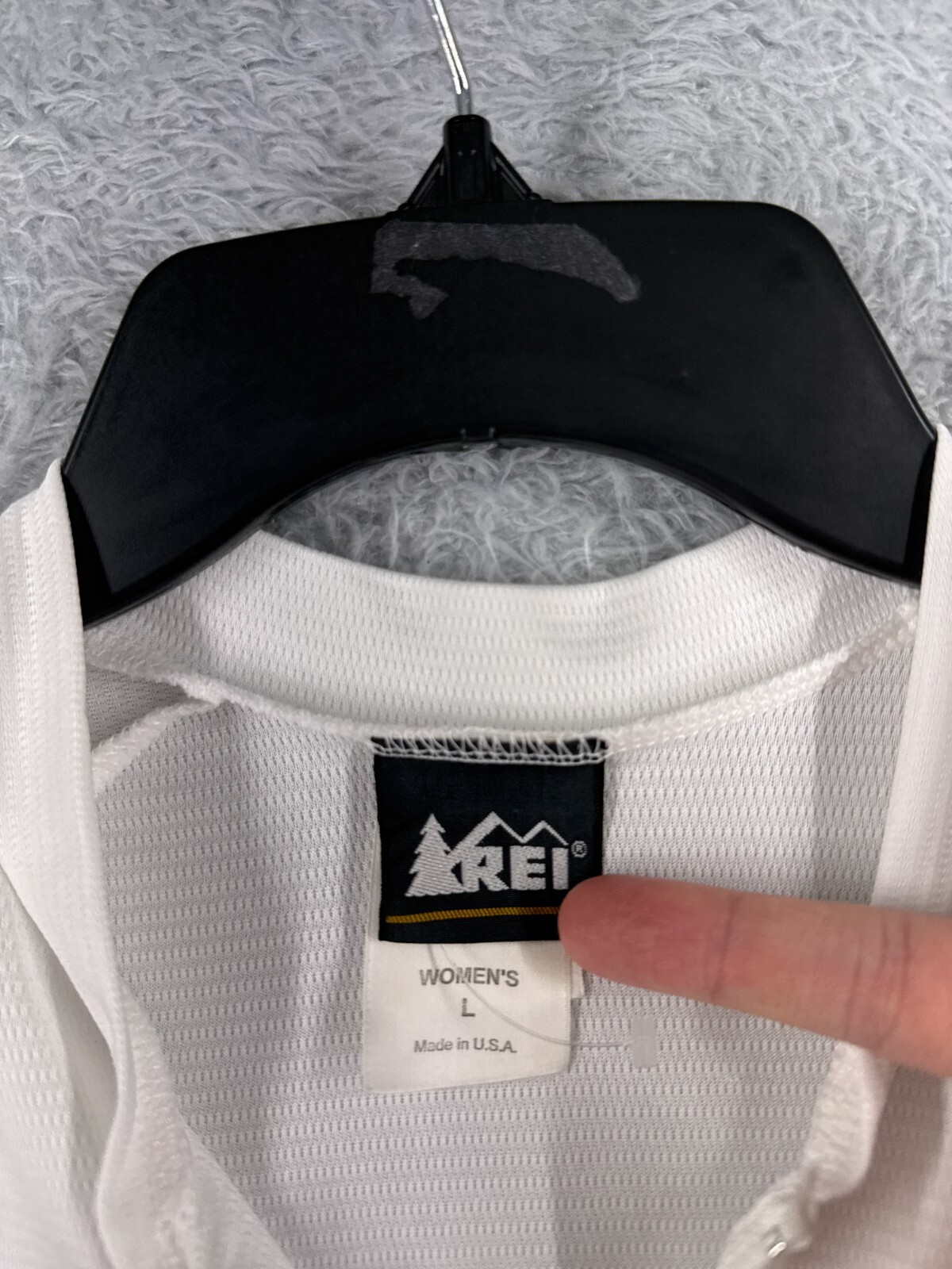 REI Cycling Jersey Womens Large White 1/2 Zip Pockets 100% Polyester US Made