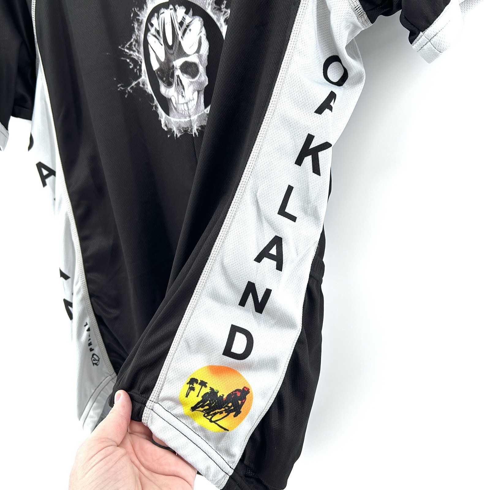 Primal Cycling Jersey Mens L Race Fit Oakland Black Hole Skull Full Zip Edgy