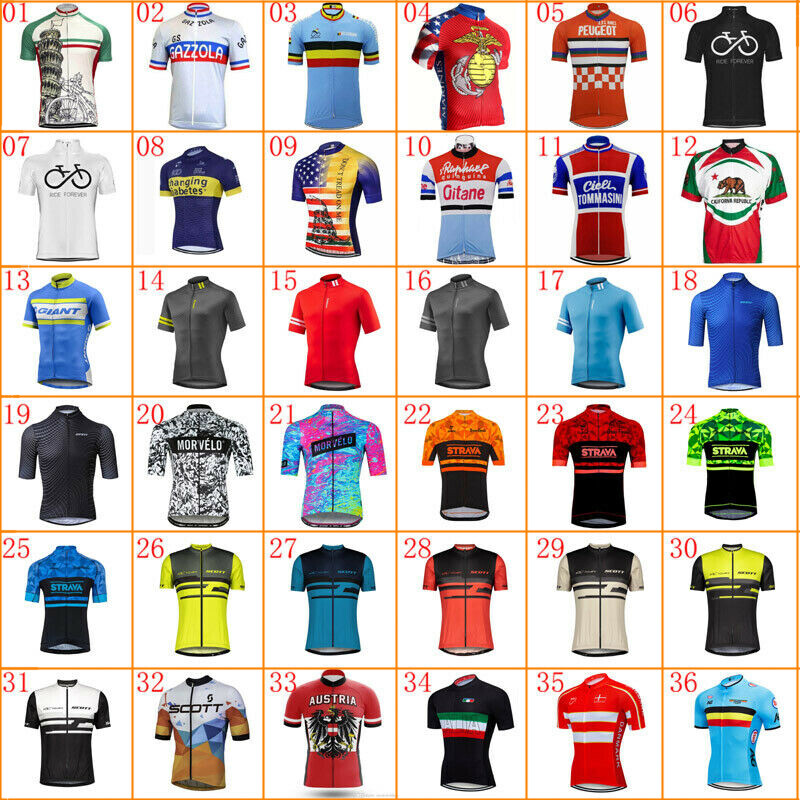 Summer Retro Mens Cycling Jersey Short Sleeve Team Bike Shirts Bicycle Uniform