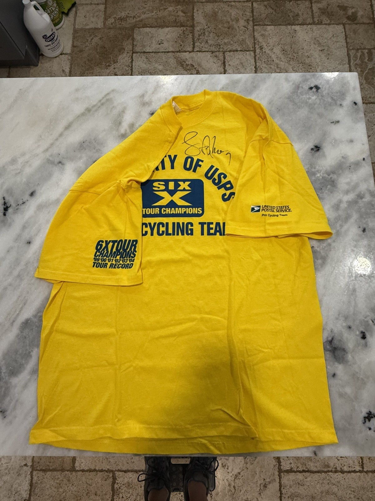 NWT USPS Pro Cycling 6 Time Champions 1999-2004 Shirt Lance Armstrong Autograph