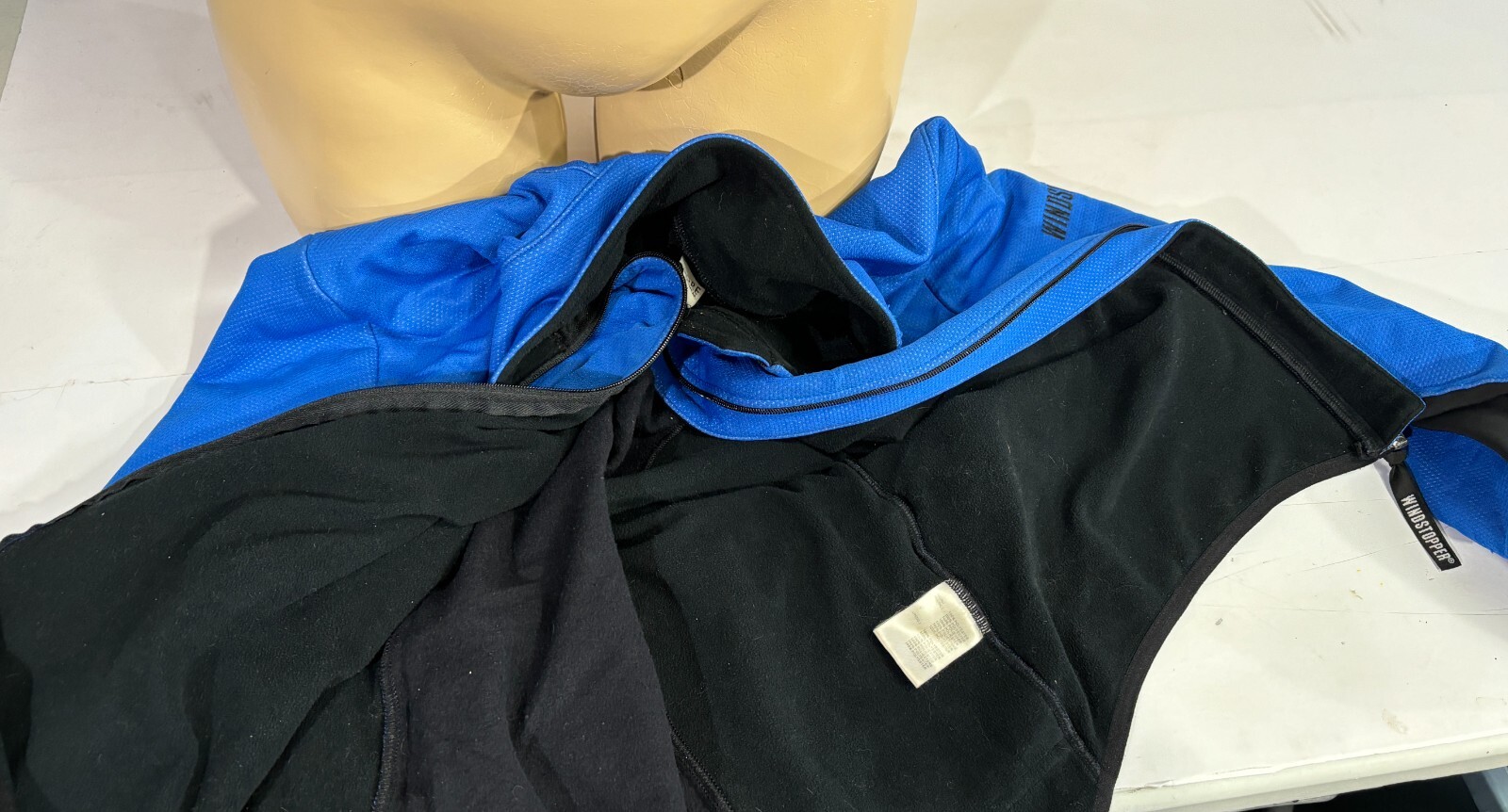 Gore Bike Wear Windstopper Warm Lined Cycling Jacket Large Zip Blue