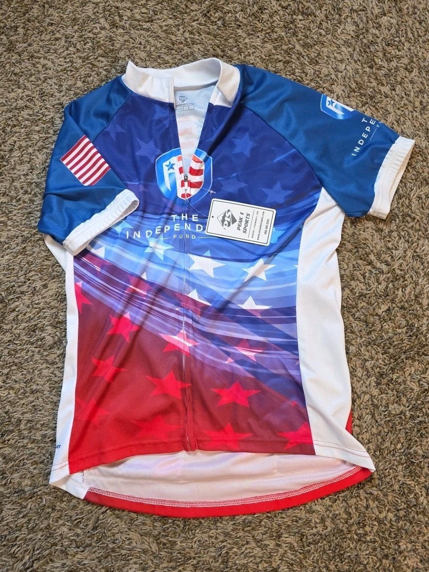 PEAK 1 Sports The Independence Fund MILITARY Cyclist Jersey Woman’s Size LARGE