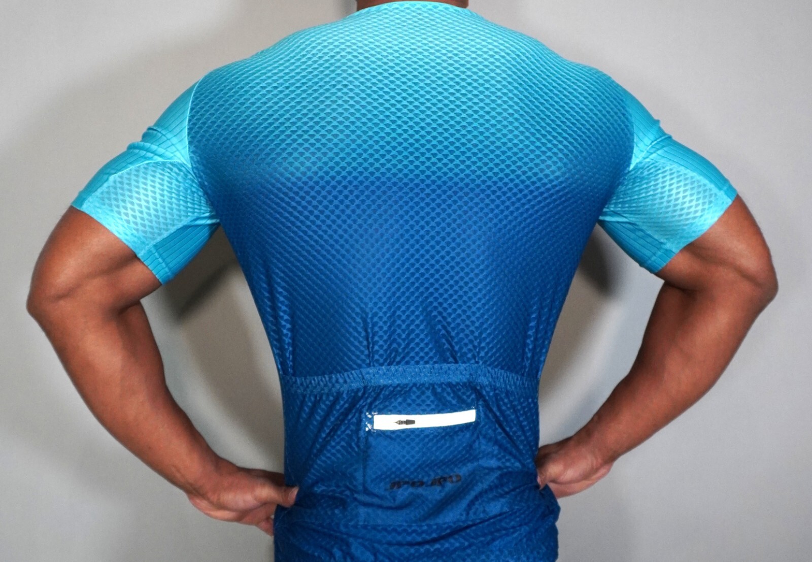 MEN’S OMBRE BLUE ZIP NECK CYCLING SHIRT XL