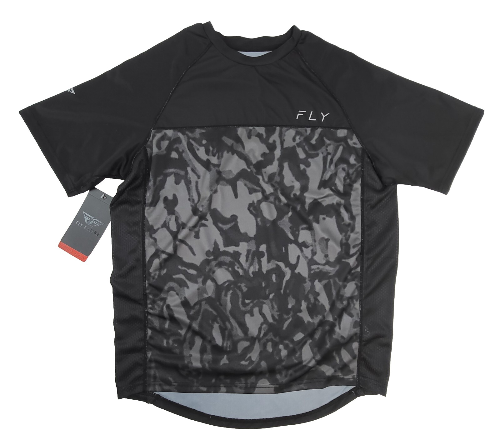 Fly Racing Men’s Super D Mountain Bike Jersey Size Medium Dark Grey/Black Camo