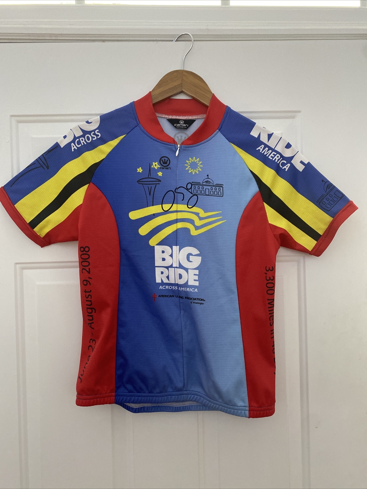 Canari Men’s 2008 American Lung Assoc. Short Sleeve 3/4 Zip Cycling Jersey – S
