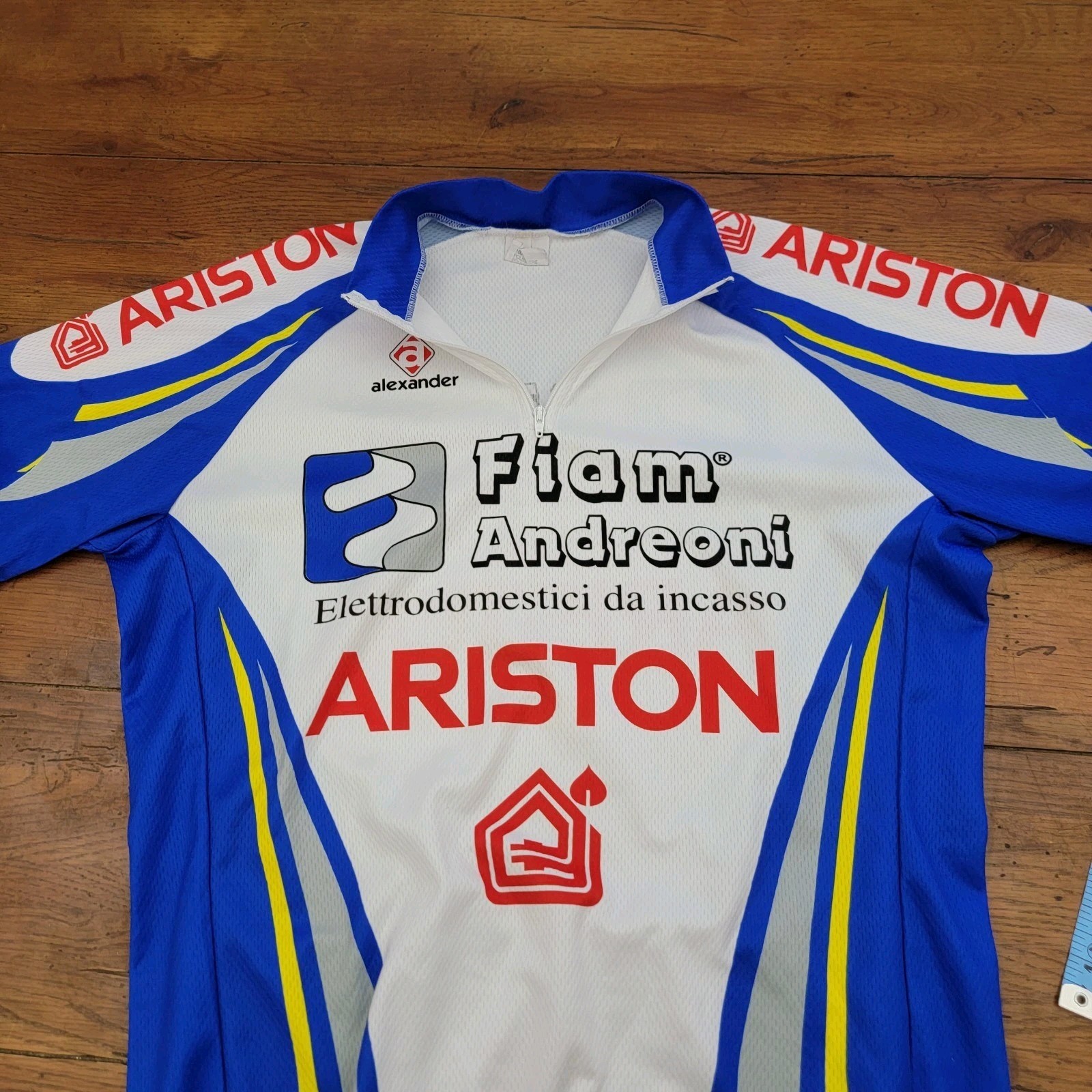 Alexander Mens 54 (XL) Cycling Jersey 21.5″ P2P Vintage Italy Ariston