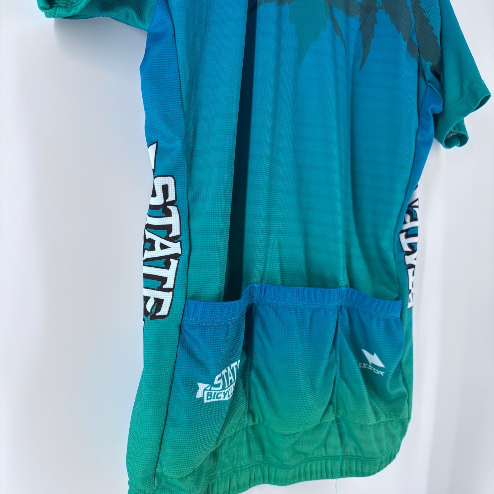 State Bicycle Co Cycling Jersey Mens L Blue Green Essor Leaf Graphic Bike Shirt