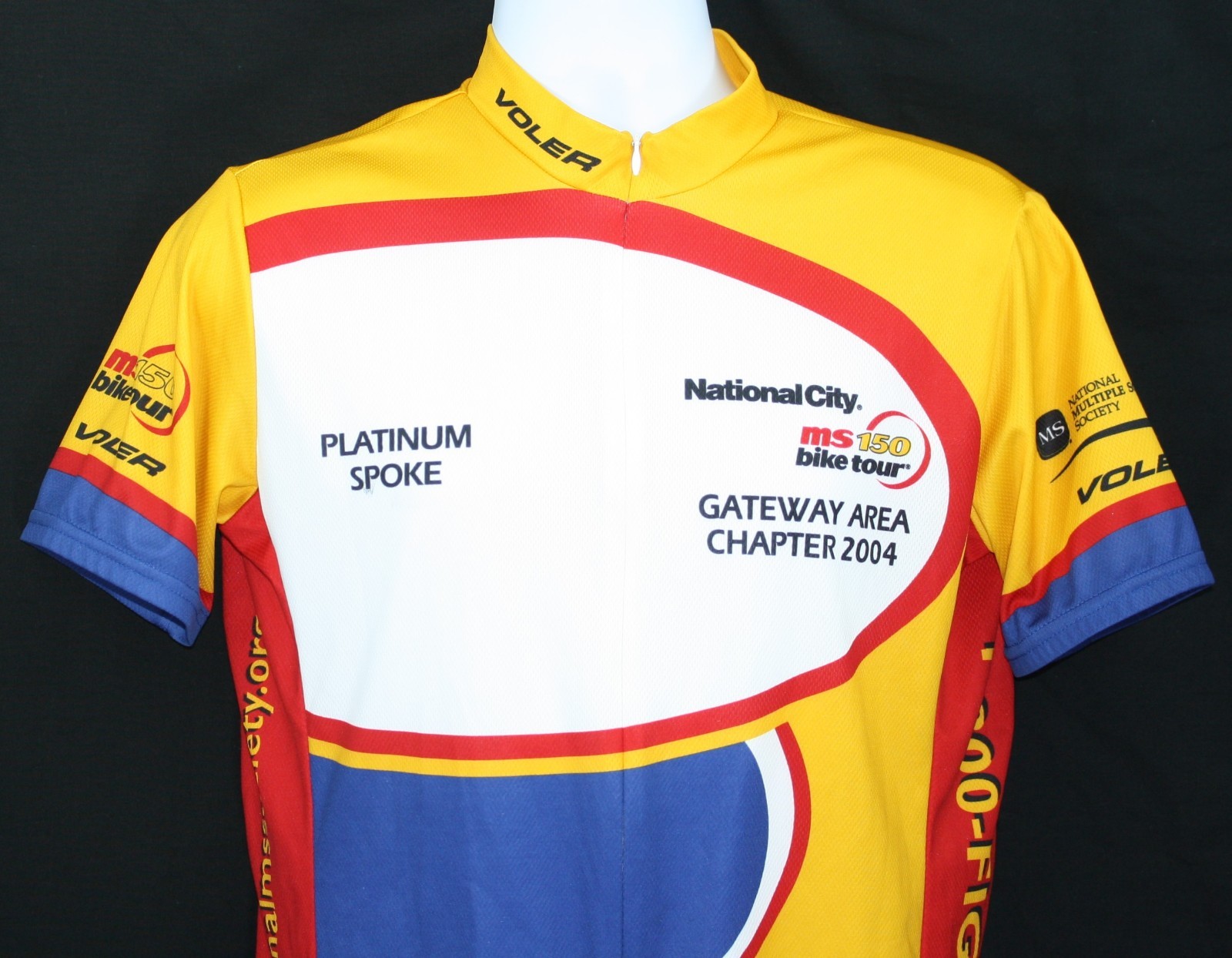 Voler Cycling Jersey MS 150 Bike Tour National City Platinum Spoke Goldenrod Lg