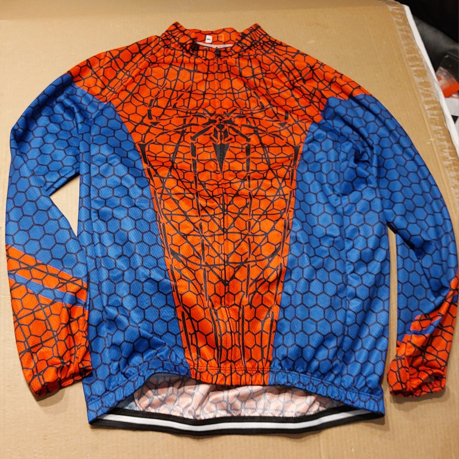 Men’s Spiderman Costume Cycling Jersey & Chamois Pants Long Sleeve 20.5″ Chest