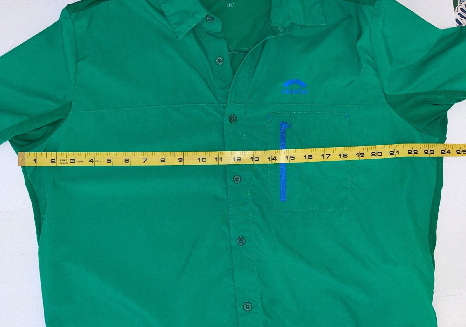 Skinfit Men’s Alvera Travel Shirt Sport Short Sleeve Button Stretch Green XL