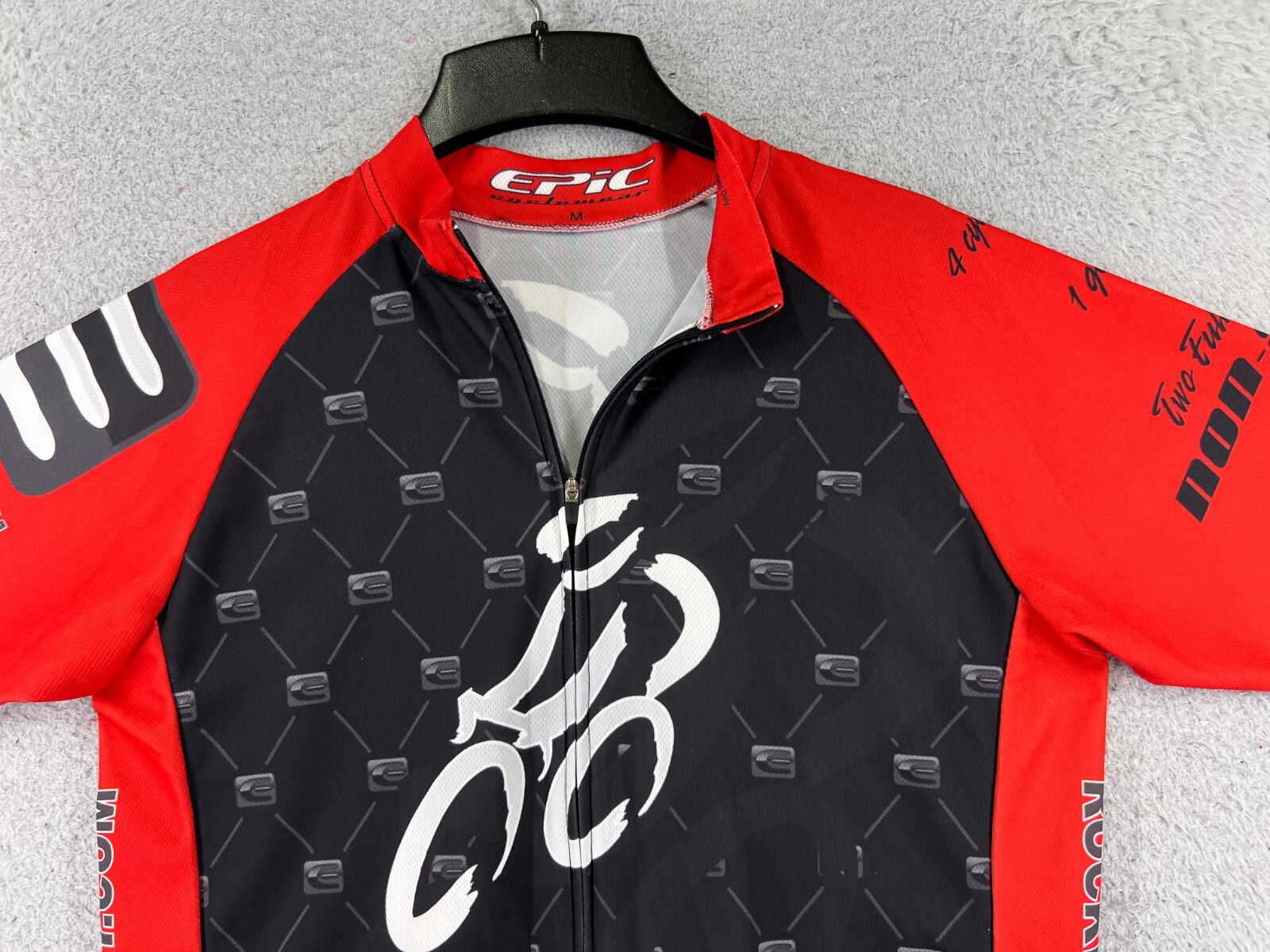 Epci Cycling Jersey Adult Medium Red Black Full Zip Pockets Polyester Rockwell