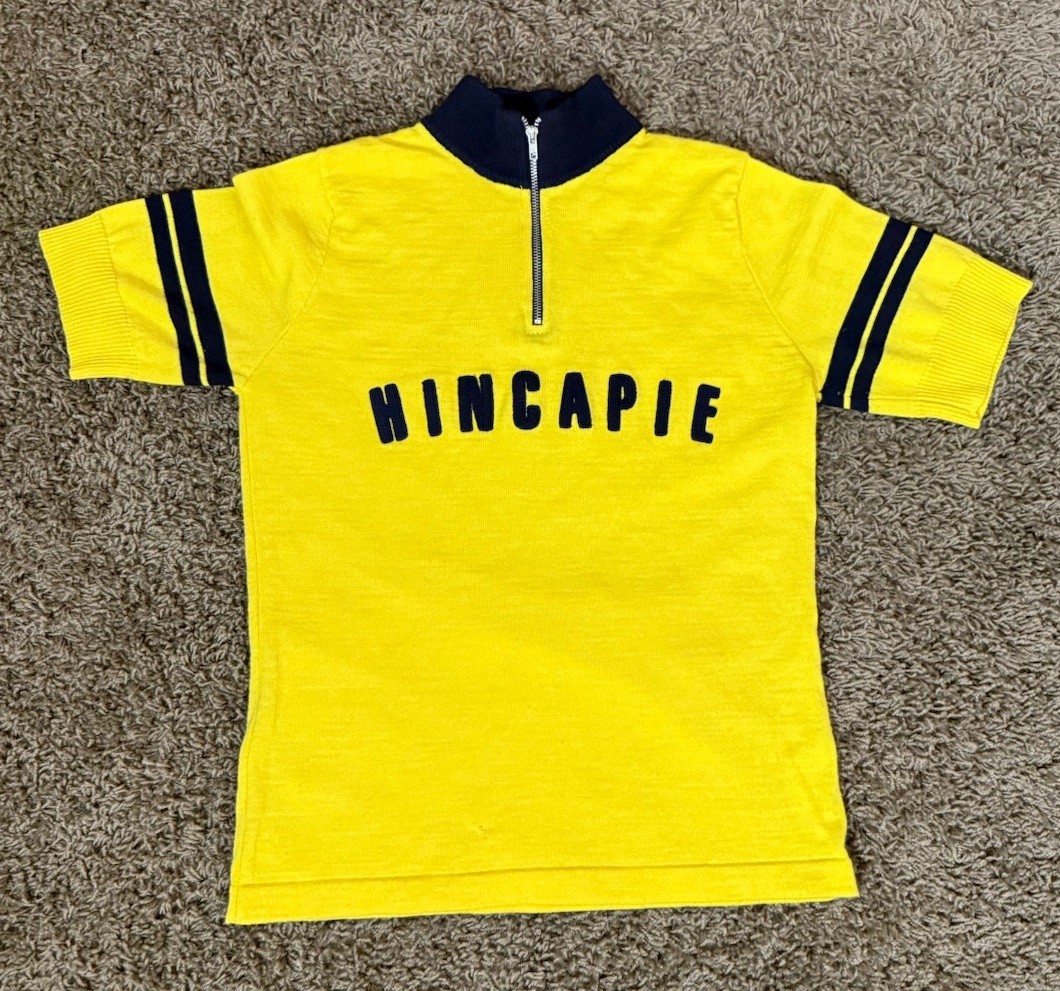 Hincapie Wool Cycling Jersey 1/4 Metal Zip Yellow + Black Made in Italy Medium