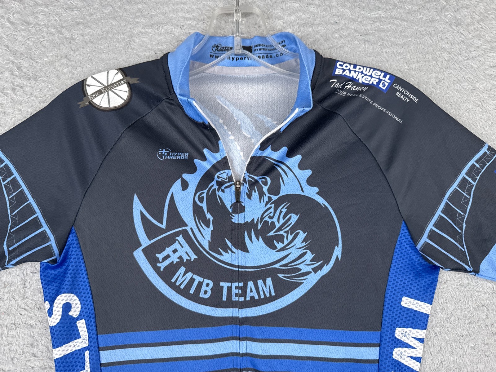 Hyperthreads Cycling Jersey Youth Boys Large Black Blue Twill Falls MTB Team